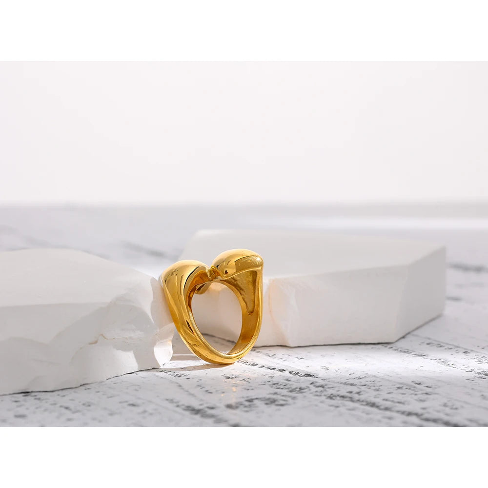 Stainless Steel Snake Ring Statement Metalic Texture 18 K Women Ring Bague Acier Inoxydable Accessories Party Gift New