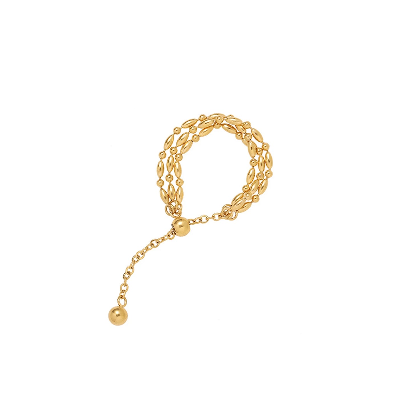 Adjustment Multilayer Chain Ring for Women, Stainless Steel 18K Gold Plated Non-Fading Geometric Jewelry US Size 7 to 12