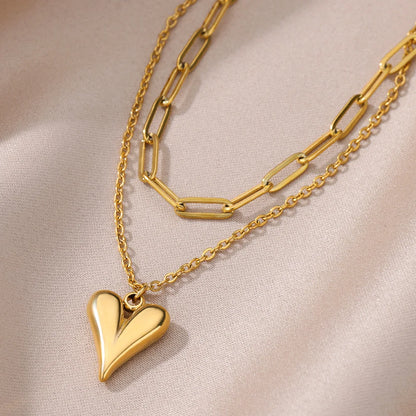 Heart Pendant Necklace for Women Girls 316L Stainless Steel Choker Necklaces Aesthetic Handmade Jewelry Accessories Free Gifts