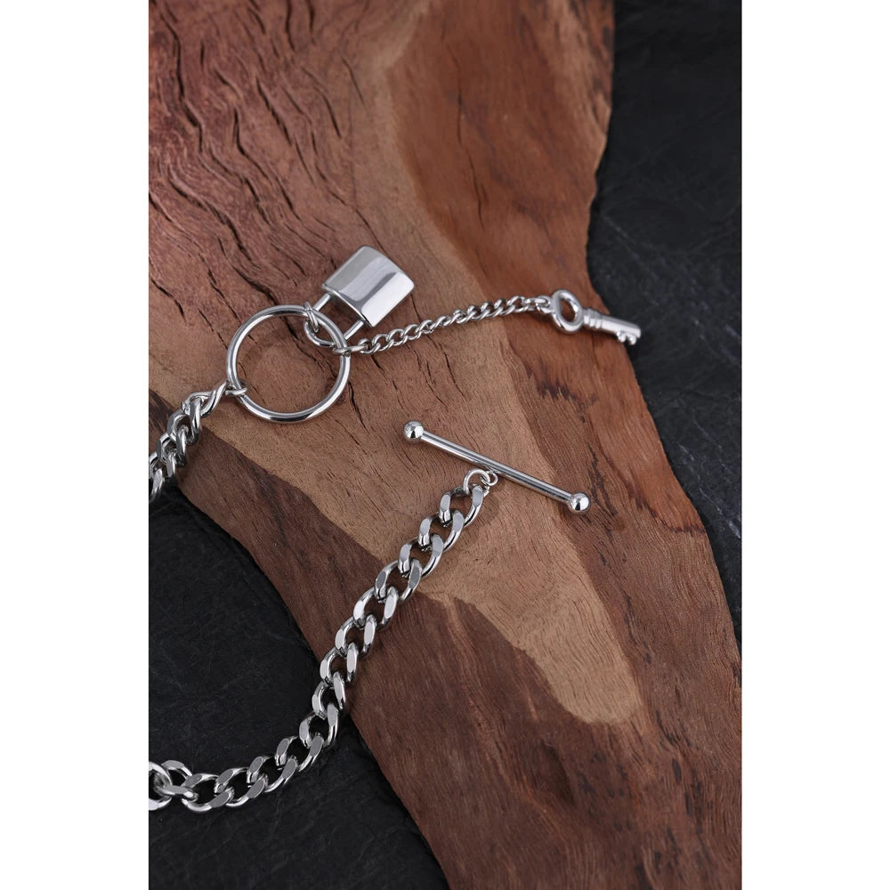 New 316L Stainless Steel Jewelry Punk Metal Lock Pendant Necklace Minimalist 18 K Plated Chain Подвеска Necklace Gala