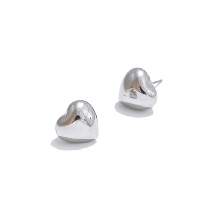 Chunky Hollow Heart Small Stud Earrings Daily Jewelry 316L Glossy Smooth Tarnish Resistant Fashion Charm Accessories Gift