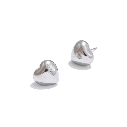 Chunky Hollow Heart Small Stud Earrings Daily Jewelry 316L Glossy Smooth Tarnish Resistant Fashion Charm Accessories Gift