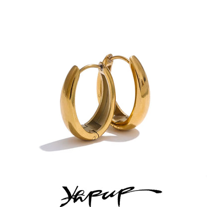 316L Stainless Steel Geometric U-Shape Hoop Earrings 18K Gold PVD Plated Popular Daily Classy Waterproof Jewelry Accessory