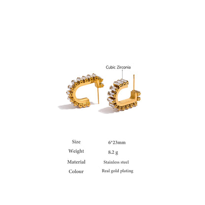 316L Stainless Steel Geometric Earrings Delicate Cubic Zirconia Earrings Jewelry Joyería Acero Inoxidable Mujer Gift