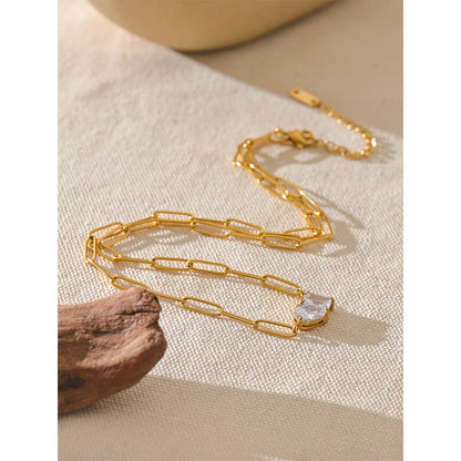Premium AAA Cubic Zirconia Pendant Necklace Gold Color Chain Stainless Steel Geometric High Quality Jewelry for Women