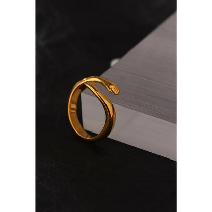 New Design Embrace Ring Stainless Steel Jewelry Women 18 K Plated Metal Texture Gold Occident Accessories Кольцо Женское