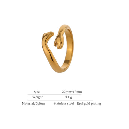 New Design Embrace Ring Stainless Steel Jewelry Women 18 K Plated Metal Texture Gold Occident Accessories Кольцо Женское