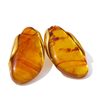 New Design Brown Green Beige Resin Geometric Adjustable Ring Golden PVD Stainless Steel Rust Proof Finger Jewelry Gift