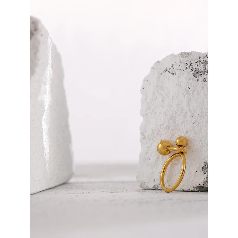 Stainless Steel round Ring Statement Golden Metal 18 K Rope Ring for Women Minimalist Jewelry Bague Acier Inoxydable Gift