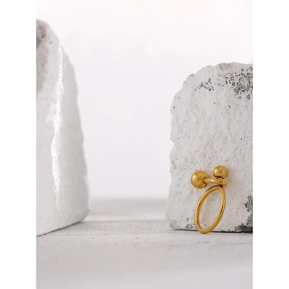 Stainless Steel round Ring Statement Golden Metal 18 K Rope Ring for Women Minimalist Jewelry Bague Acier Inoxydable Gift