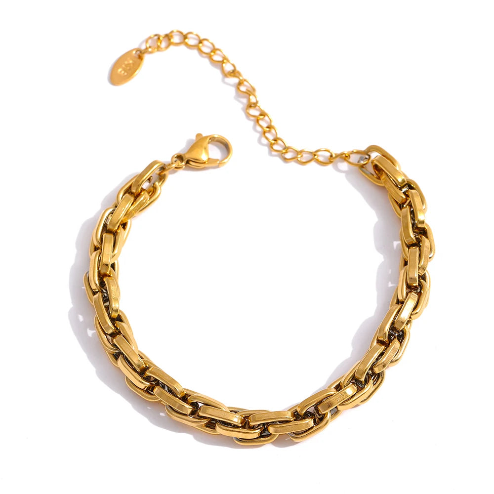 New Stainless Steel Chain Bracelet High Quality Metal Texture 18 K PVD Plated Charm Bracelet for Women Party Girls Gift