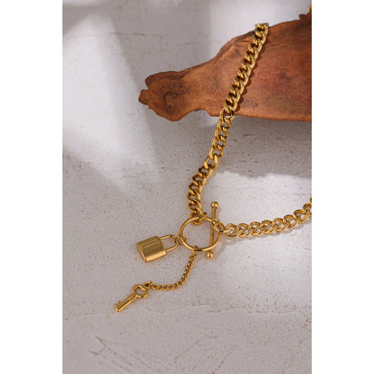 New 316L Stainless Steel Jewelry Punk Metal Lock Pendant Necklace Minimalist 18 K Plated Chain Подвеска Necklace Gala
