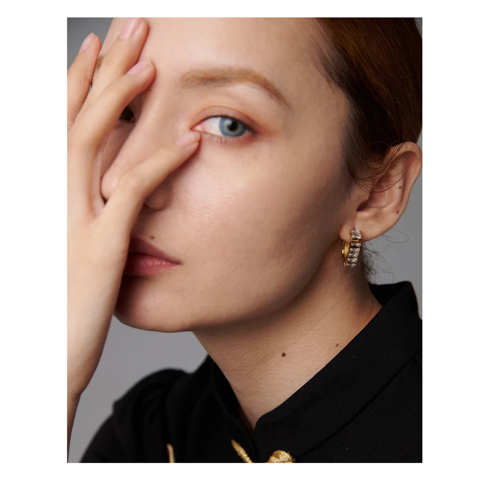 316L Stainless Steel Geometric Earrings Delicate Cubic Zirconia Earrings Jewelry Joyería Acero Inoxidable Mujer Gift