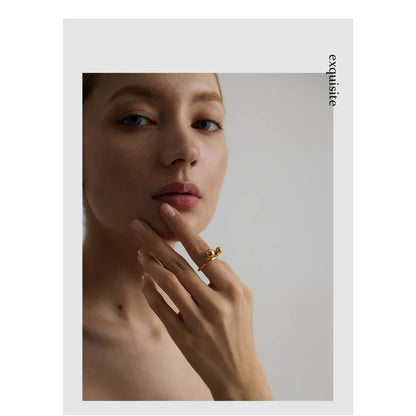Stainless Steel round Ring Statement Golden Metal 18 K Rope Ring for Women Minimalist Jewelry Bague Acier Inoxydable Gift