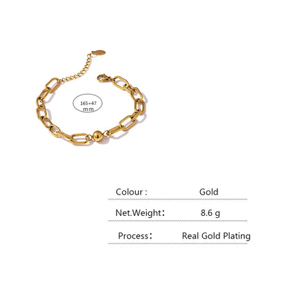 New Stainless Steel Golden Bracelet Jewelry Charm Metal Texture 14 K Plated Geometric Wrist for Women Bijoux Accessories