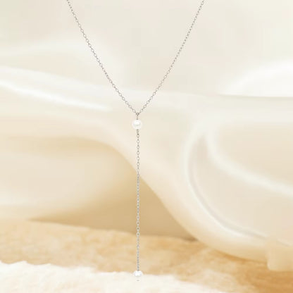 Exquisite Imitation Pearl Pendant Y-Shaped Necklace for Women Stainless Steel Fashionable Light Luxury Collarbone Chain