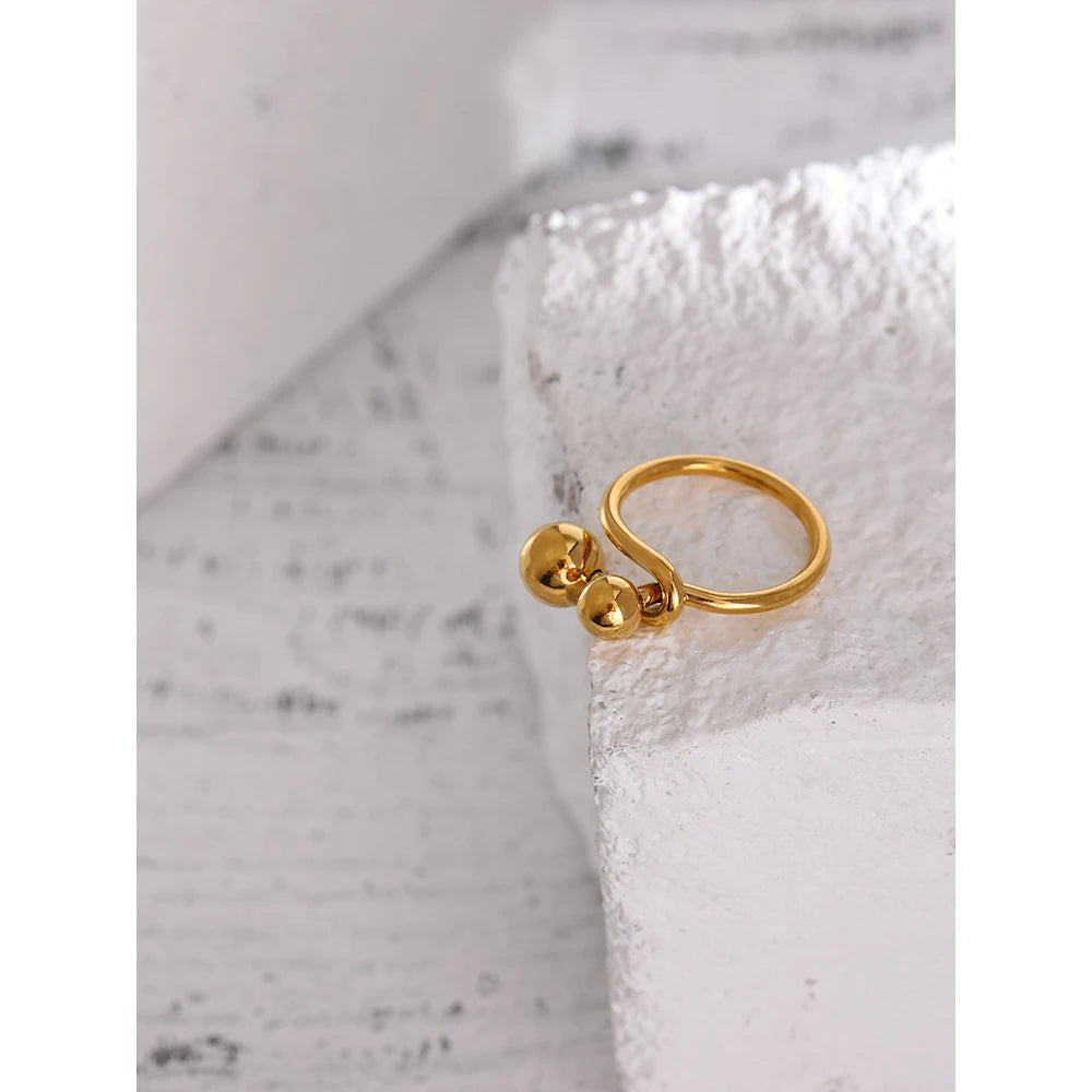 Stainless Steel round Ring Statement Golden Metal 18 K Rope Ring for Women Minimalist Jewelry Bague Acier Inoxydable Gift