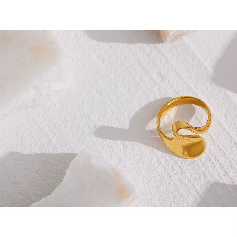 316L Stainless Steel Irregular Ring Statement Metal Golden Finger Geometric Ring Minimalist Jewelry Bijoux Femme New