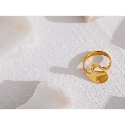 316L Stainless Steel Irregular Ring Statement Metal Golden Finger Geometric Ring Minimalist Jewelry Bijoux Femme New