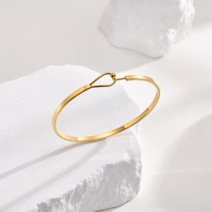 Women Bangle Bracelet Stainless Steel,Thin Gold Plated Bar Bracelet,Minimalist Jewelry