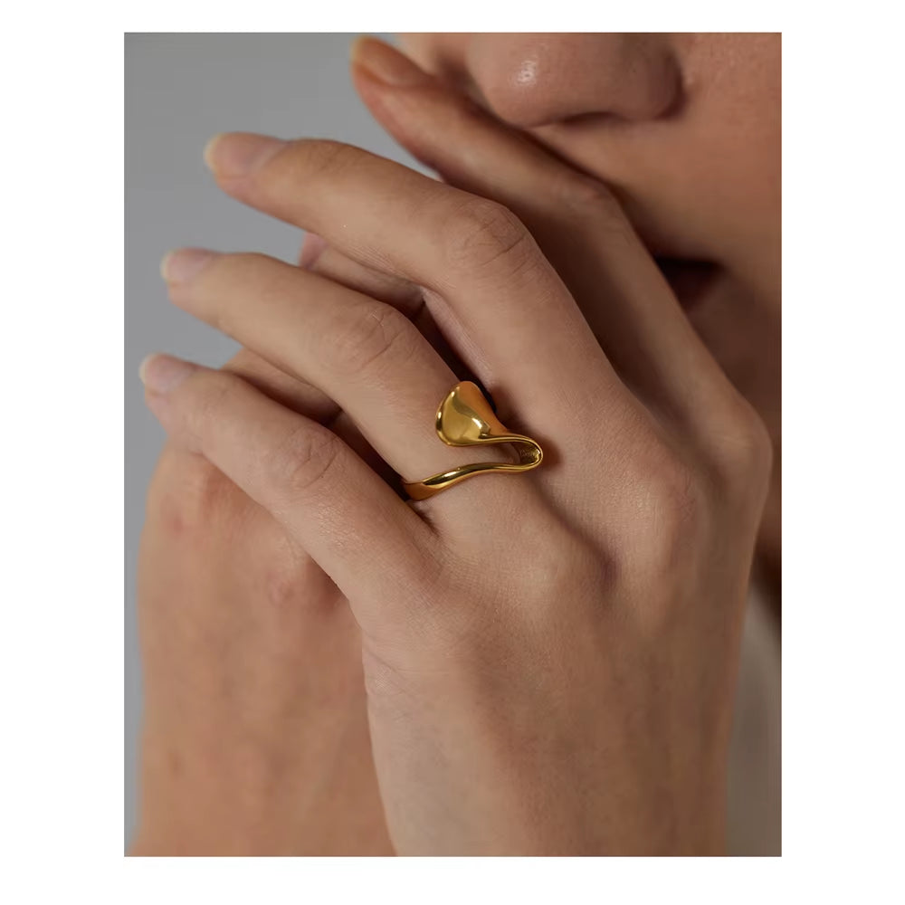 316L Stainless Steel Irregular Ring Statement Metal Golden Finger Geometric Ring Minimalist Jewelry Bijoux Femme New