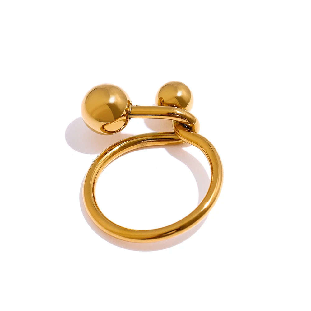 Stainless Steel round Ring Statement Golden Metal 18 K Rope Ring for Women Minimalist Jewelry Bague Acier Inoxydable Gift