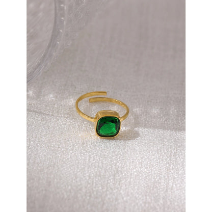 Stainless Steel Jewelry Temperament Glass Crystal Adjustable Ring for Women 18 K Metal Engagement Finger Unique Gift
