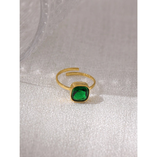 Stainless Steel Jewelry Temperament Glass Crystal Adjustable Ring for Women 18 K Metal Engagement Finger Unique Gift