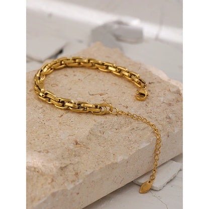 New Stainless Steel Chain Bracelet High Quality Metal Texture 18 K PVD Plated Charm Bracelet for Women Party Girls Gift