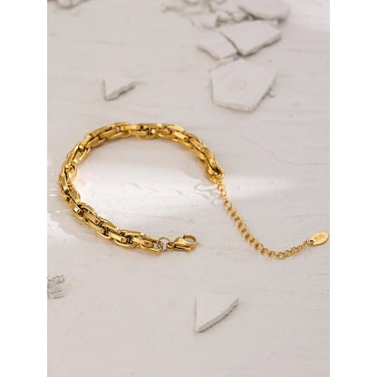 New Stainless Steel Chain Bracelet High Quality Metal Texture 18 K PVD Plated Charm Bracelet for Women Party Girls Gift