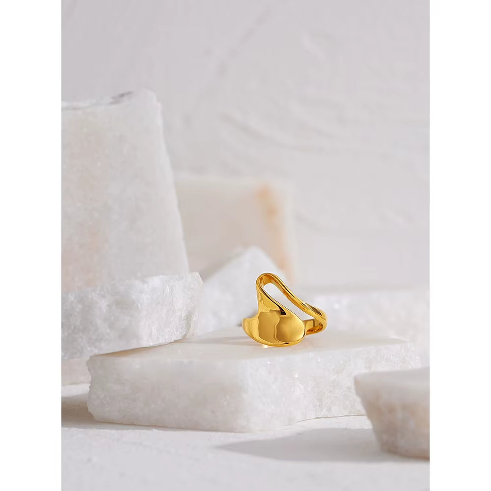 316L Stainless Steel Irregular Ring Statement Metal Golden Finger Geometric Ring Minimalist Jewelry Bijoux Femme New