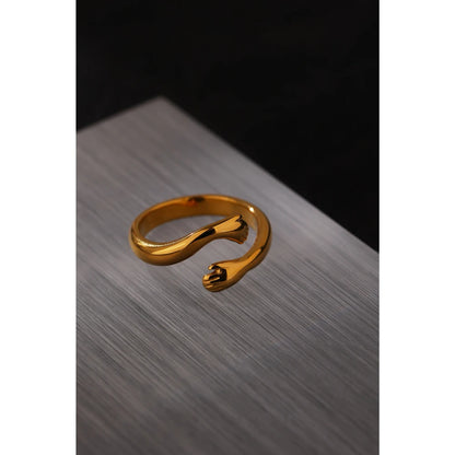New Design Embrace Ring Stainless Steel Jewelry Women 18 K Plated Metal Texture Gold Occident Accessories Кольцо Женское