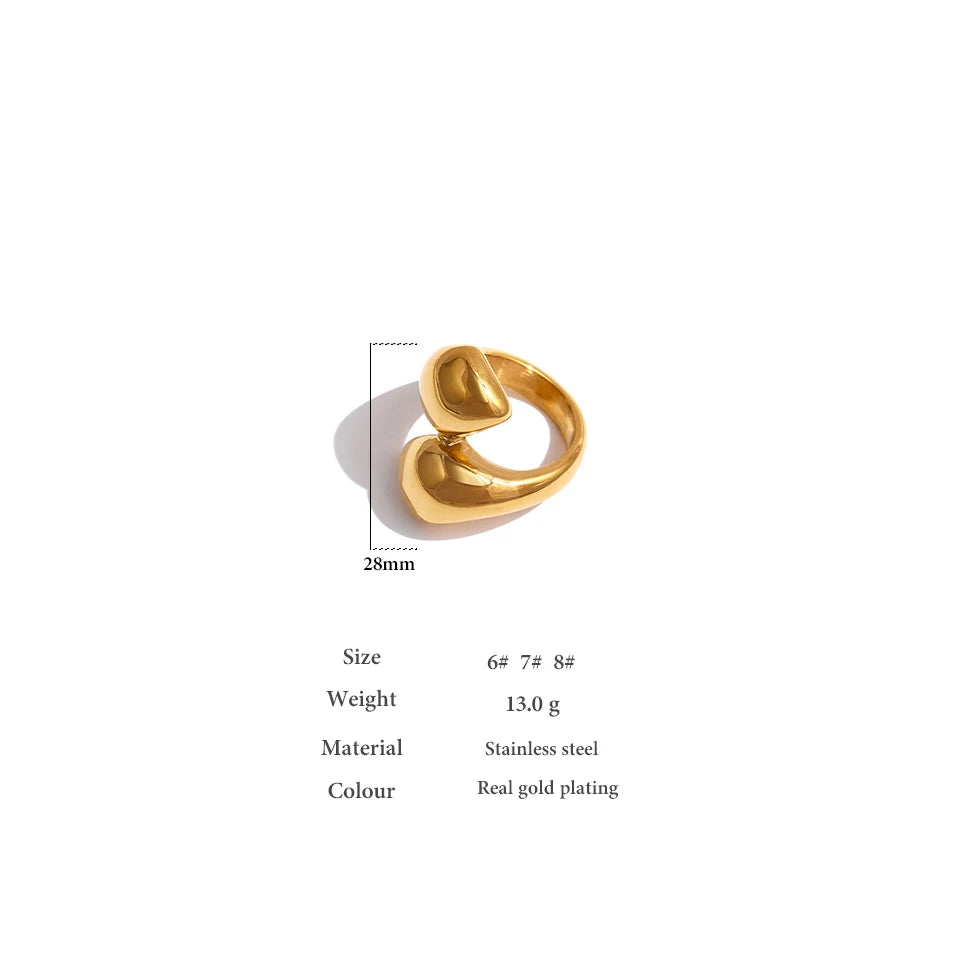 Stainless Steel Snake Ring Statement Metalic Texture 18 K Women Ring Bague Acier Inoxydable Accessories Party Gift New