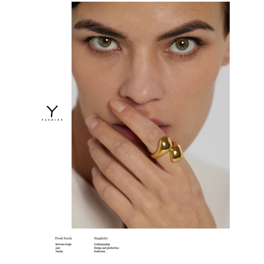 Stainless Steel Snake Ring Statement Metalic Texture 18 K Women Ring Bague Acier Inoxydable Accessories Party Gift New