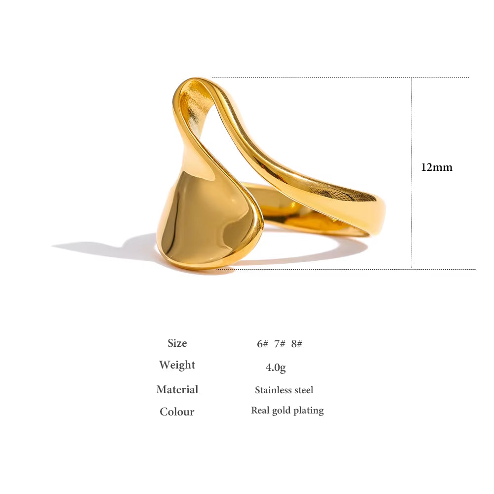 316L Stainless Steel Irregular Ring Statement Metal Golden Finger Geometric Ring Minimalist Jewelry Bijoux Femme New