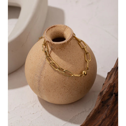 New Stainless Steel Golden Bracelet Jewelry Charm Metal Texture 14 K Plated Geometric Wrist for Women Bijoux Accessories