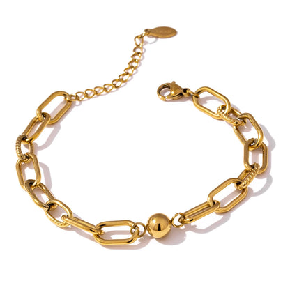 New Stainless Steel Golden Bracelet Jewelry Charm Metal Texture 14 K Plated Geometric Wrist for Women Bijoux Accessories