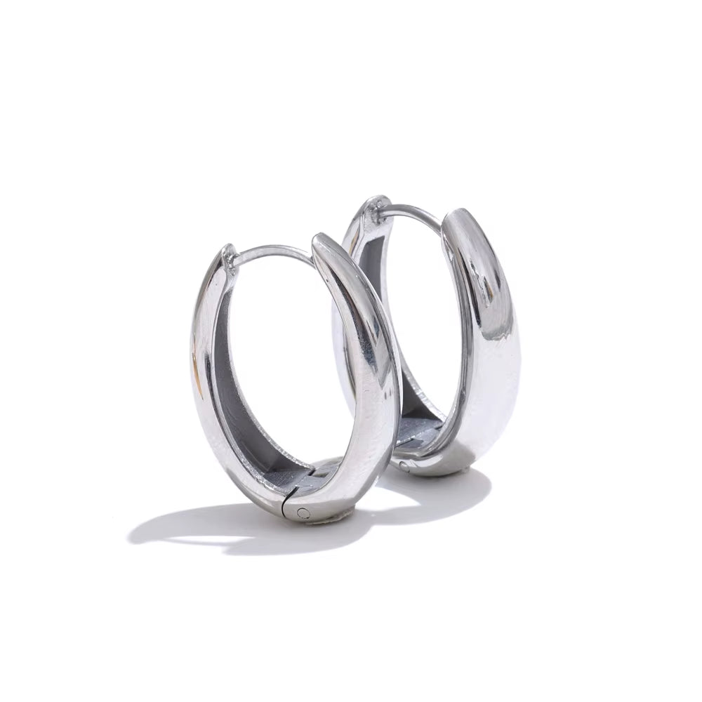 316L Stainless Steel Geometric U-Shape Hoop Earrings 18K Gold PVD Plated Popular Daily Classy Waterproof Jewelry Accessory