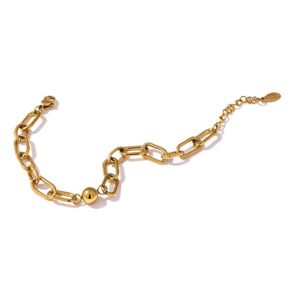 New Stainless Steel Golden Bracelet Jewelry Charm Metal Texture 14 K Plated Geometric Wrist for Women Bijoux Accessories