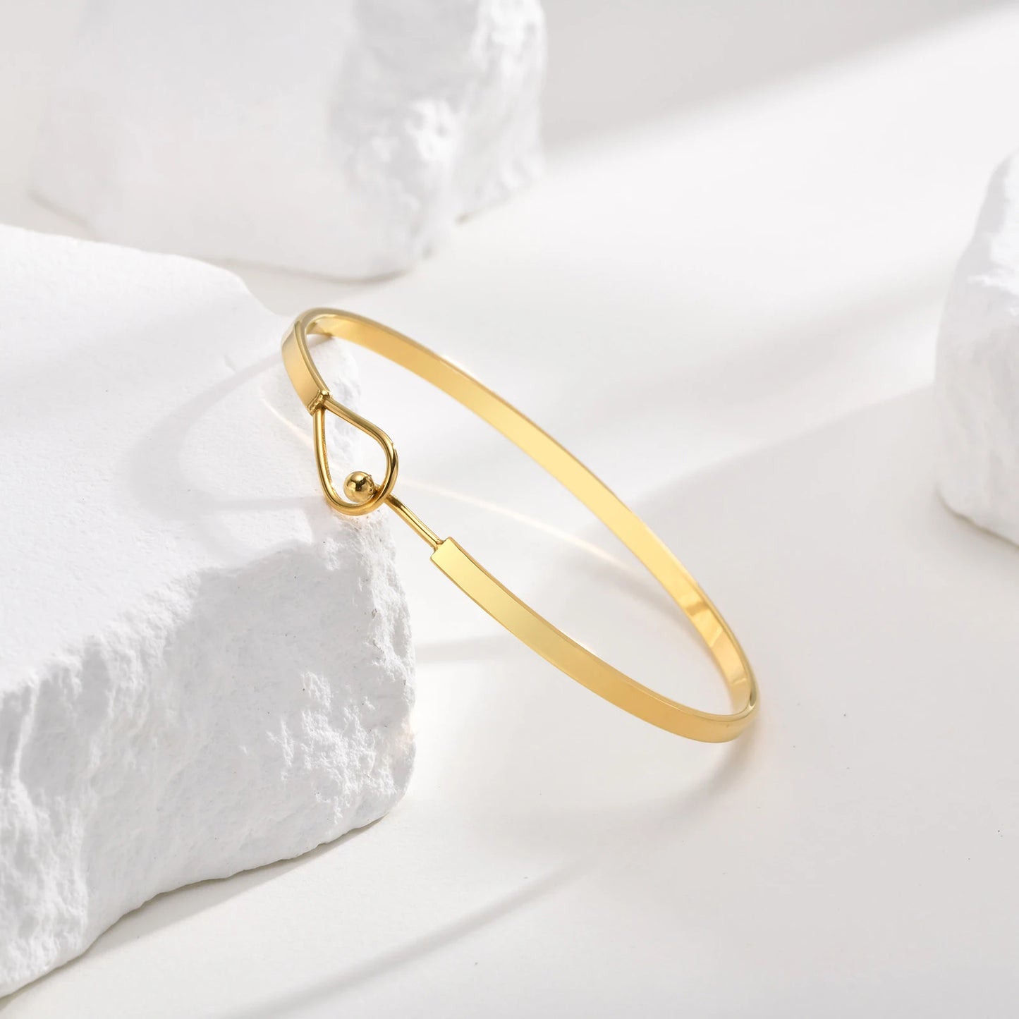 Women Bangle Bracelet Stainless Steel,Thin Gold Plated Bar Bracelet,Minimalist Jewelry