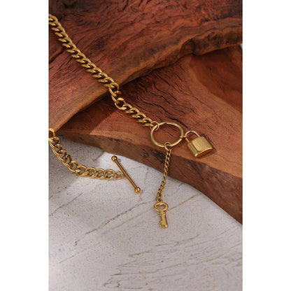 New 316L Stainless Steel Jewelry Punk Metal Lock Pendant Necklace Minimalist 18 K Plated Chain Подвеска Necklace Gala