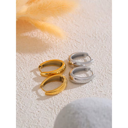 316L Stainless Steel Geometric U-Shape Hoop Earrings 18K Gold PVD Plated Popular Daily Classy Waterproof Jewelry Accessory
