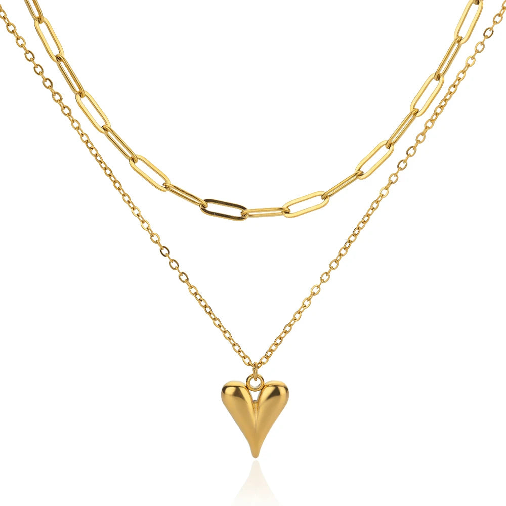 Heart Pendant Necklace for Women Girls 316L Stainless Steel Choker Necklaces Aesthetic Handmade Jewelry Accessories Free Gifts
