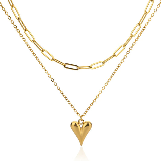 Heart Pendant Necklace for Women Girls 316L Stainless Steel Choker Necklaces Aesthetic Handmade Jewelry Accessories Free Gifts
