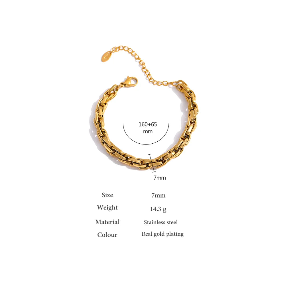 New Stainless Steel Chain Bracelet High Quality Metal Texture 18 K PVD Plated Charm Bracelet for Women Party Girls Gift