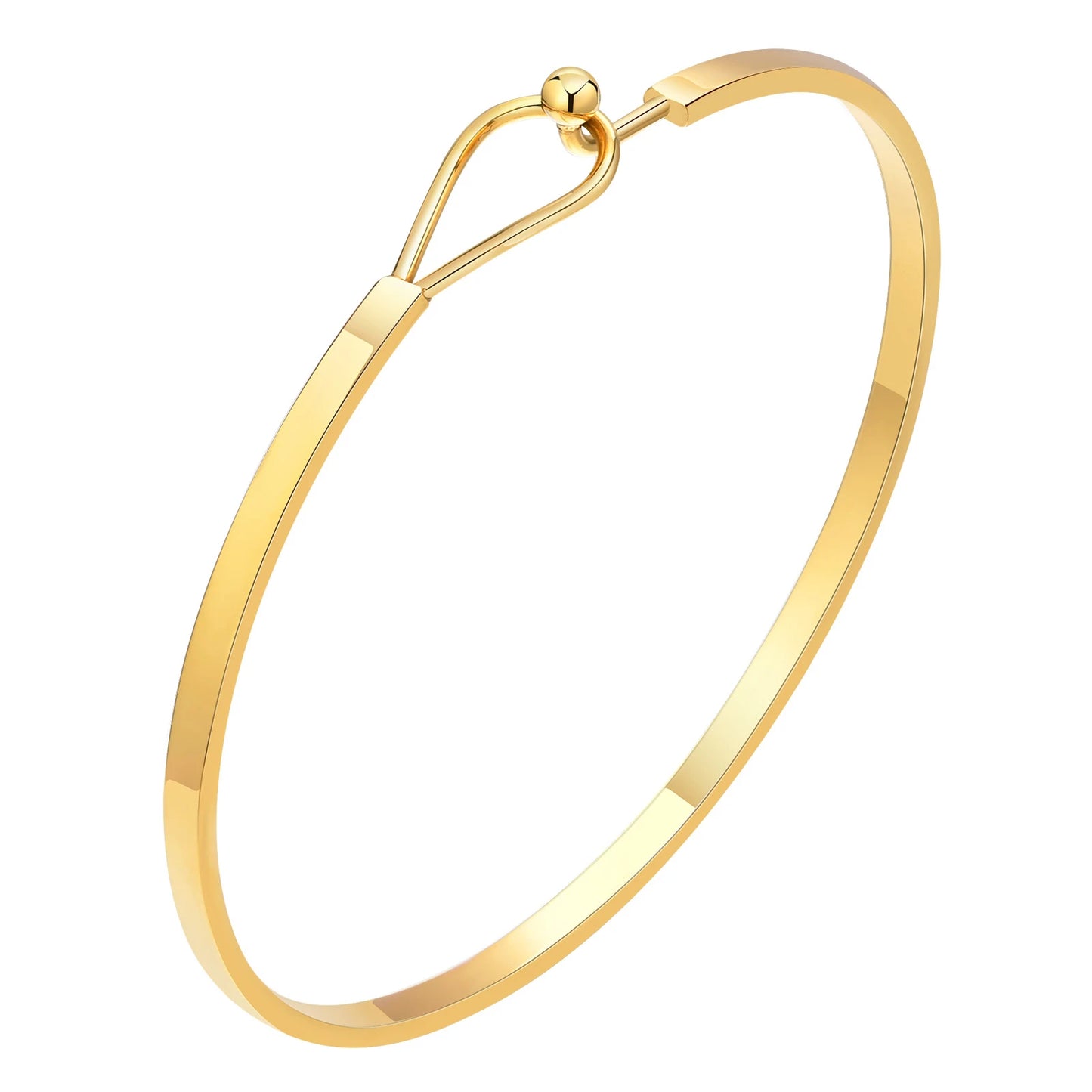 Women Bangle Bracelet Stainless Steel,Thin Gold Plated Bar Bracelet,Minimalist Jewelry